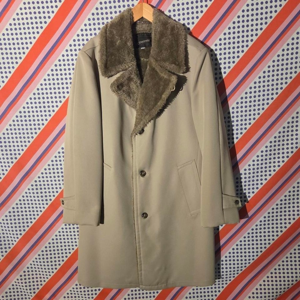 Vintage 1970s JCPENNEY faux fur trench coat